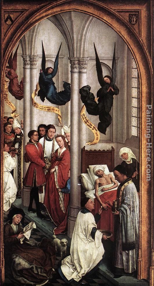 Seven Sacraments Altarpiece right wing painting - Rogier van der Weyden Seven Sacraments Altarpiece right wing art painting
